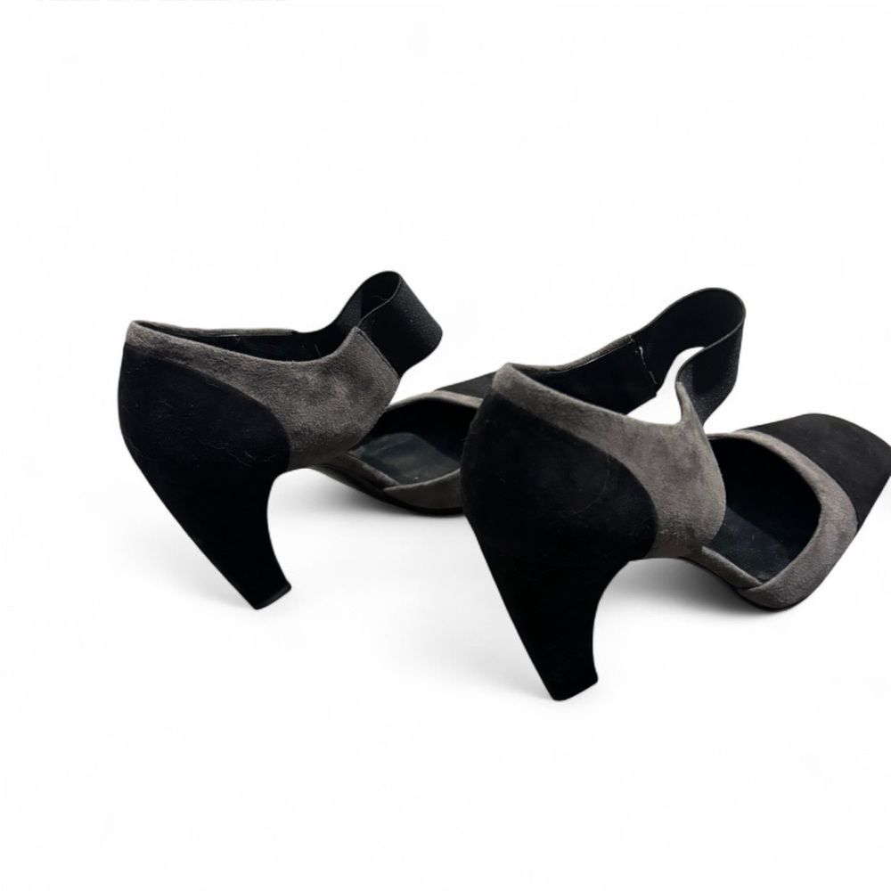 Prada Vintage Suede Colorblock Heels in Black & Gray Size 9 Y2K Designer - Picture 2 of 7